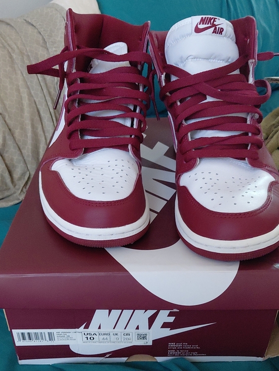 Nike Shoes - Nike Jordan 1 High  Sneakers in White and Burgundy